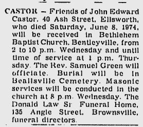 John Edward Castor obit